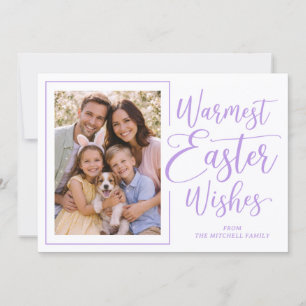 Personalized Photo Violet On White Happy Easter Holiday Card