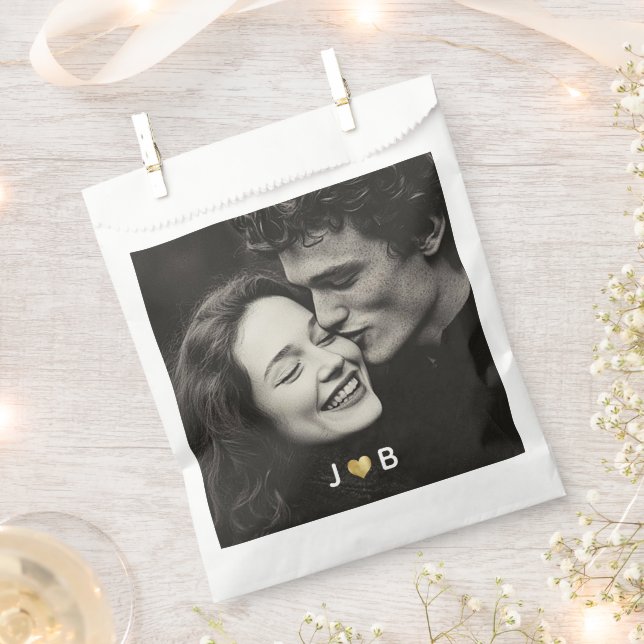 Personalized Photo Wedding Custom Initials Treat Favour Bags (Clipped)