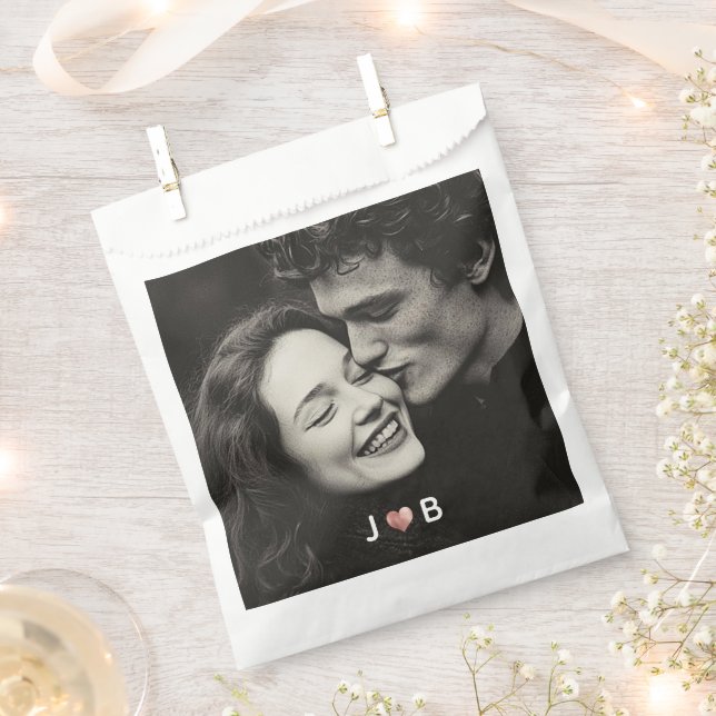 Personalized Photo Wedding Custom Initials Treat Favour Bags (Clipped)