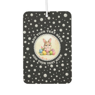 Personalized Photo with Pearls Circle on Black Car Air Freshener