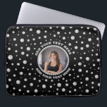 Personalized Photo with Pearls Circle on Black Laptop Sleeve<br><div class="desc">A personalized photo design with Pearls Circle on a black background sprinkled with pearls. Perfect for gifts,  accessories,  and elegant everyday items.
You must know that you get a photo!</div>