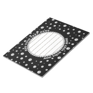Personalized Photo with Pearls Circle on Black Notepad