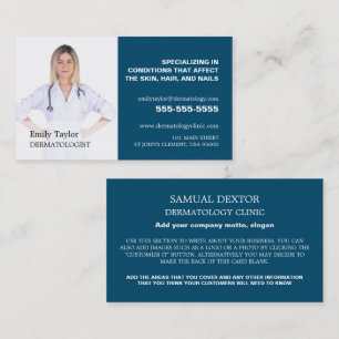 Personalized Photograph, Dermatologist Dermatology Business Card