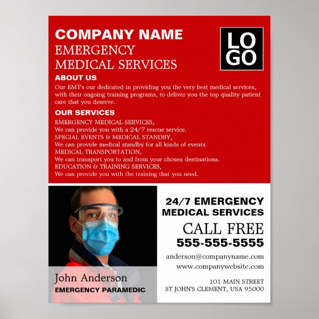 Personalized Photograph, EMT, Paramedic Poster (Front)