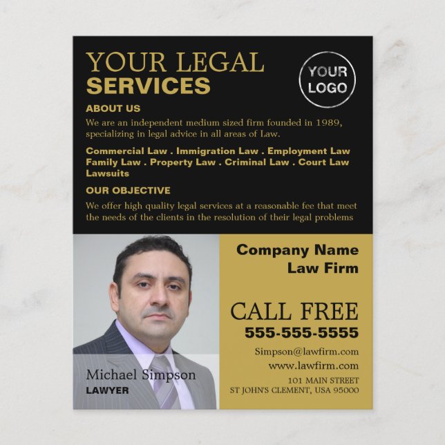 Personalized Photograph Legal Services Advertising Flyer (Front)