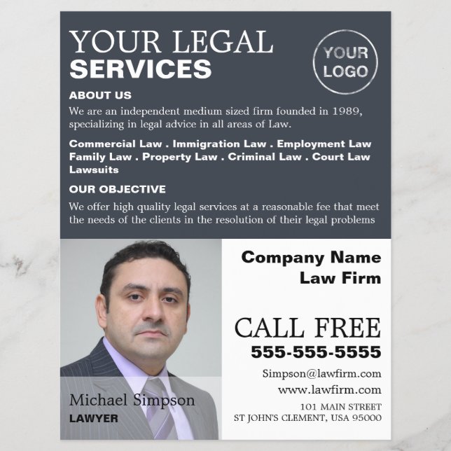 Personalized Photograph Legal Services Advertising Flyer (Front)