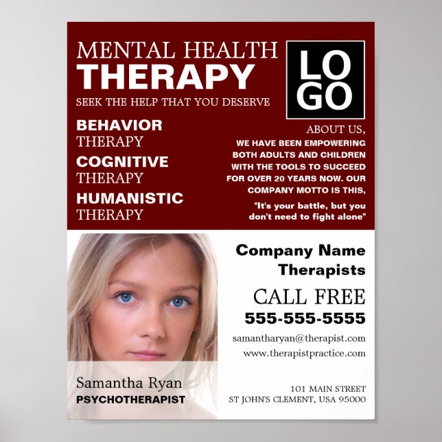 Personalized Photograph, Psychotherapist, Therapy Poster (Front)