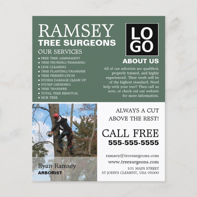 Personalized Photograph - Tree Surgeon - Arborist Flyer (Front)