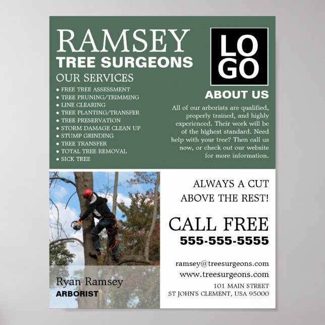 Personalized Photograph - Tree Surgeon - Arborist Poster (Front)