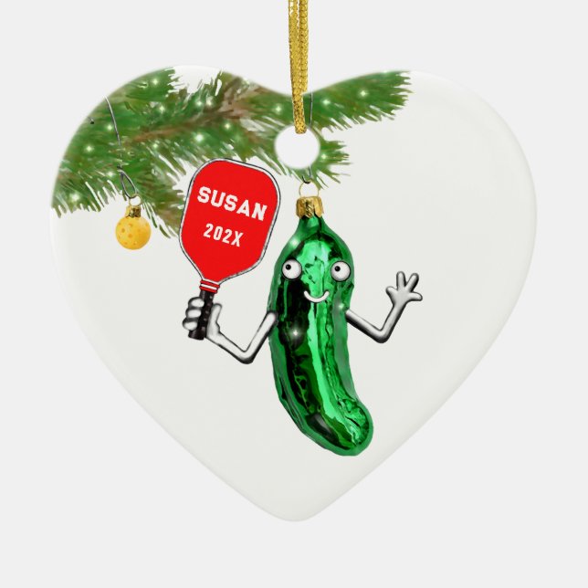 Personalized Pickleball Keepsake 2024 Ceramic Tree Decoration (Front)
