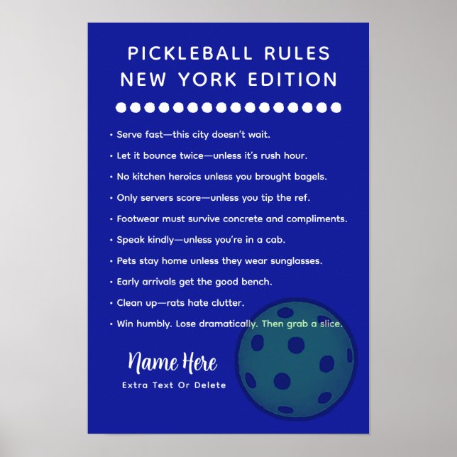 Personalized Pickleball New York Edition Poster (Front)