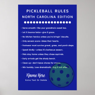 Personalized Pickleball North Carolina Edition Poster