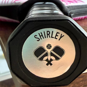 Personalized Pickleball Paddle Butt Cap Name Classic Round Sticker