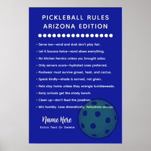 Personalized Pickleball Rules Arizona Edition Post Poster