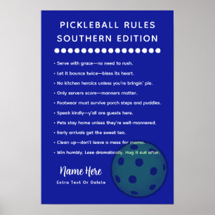 Personalized Pickleball Rules Southern Edition Poster
