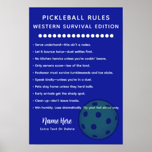 Personalized Pickleball Rules Western Survival Poster