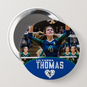 Personalized Picture Volleyball Player Name Number 10 Cm Round Badge