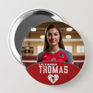 Personalized Picture Volleyball Player Name Number 10 Cm Round Badge