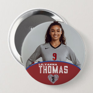 Personalized Picture Volleyball Player Name Number 10 Cm Round Badge