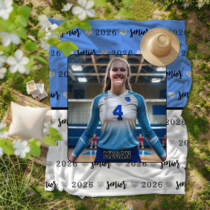 Personalized Picture Volleyball Senior Gift Fleece Blanket