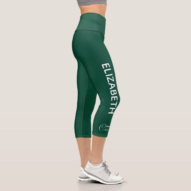 Personalized Pilates Crew Reformer / Mat Green Capri Leggings (Right)