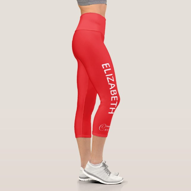 Personalized Pilates Crew Reformer / Mat Red Capri Leggings (Right)