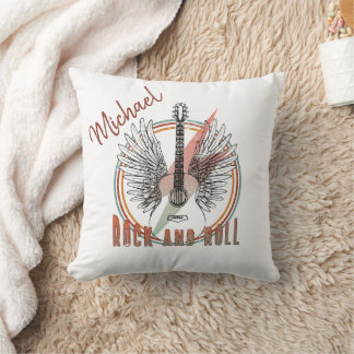 Personalized pillow Rock and Roll, guitar and wing