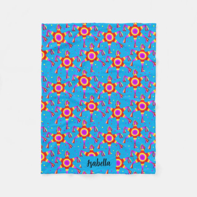 Personalized Piñata Blue Las Posadas Custom Fleece Blanket (Front)