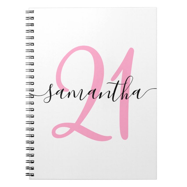 Personalized Pink 21st Birthday Guestbook Notebook (Front)
