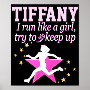 PERSONALIZED PINK AND BLACK RUN LIKE A GIRL POSTER