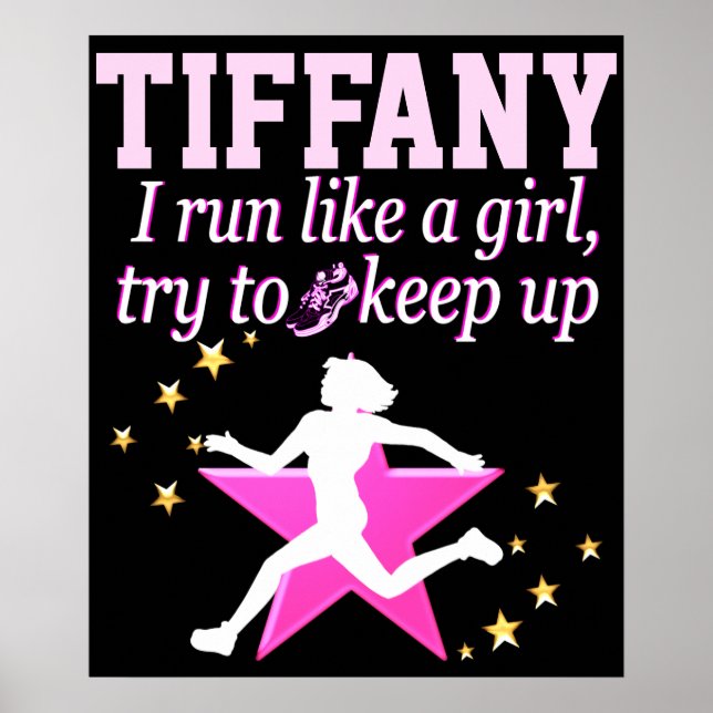 PERSONALIZED PINK AND BLACK RUN LIKE A GIRL POSTER (Front)
