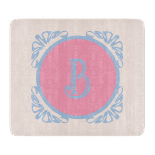 Personalized pink and blue  cutting board