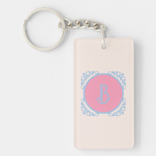 Personalized pink and blue  key ring