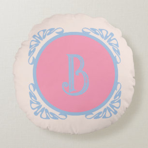 Personalized pink and blue  round cushion
