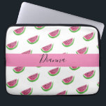 Personalized Pink and White Watermelon Laptop Sleeve<br><div class="desc">Laptop sleeve featuring my watermelon watercolor painting with your name on it! Perfect for summer or if you just love watermelons like I do!</div>
