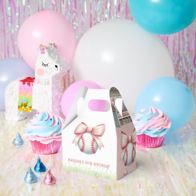 Personalized Pink Baseball Girl Birthday Favour Box (Party)