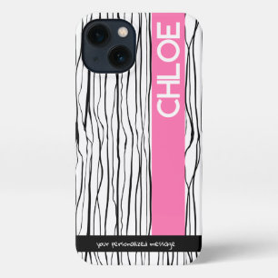 Personalized Pink & Black Modern  iPhone 13 Case