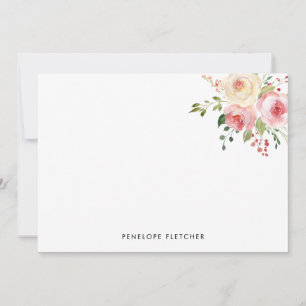 Personalized Pink Blooms Modern Watercolor Floral Card