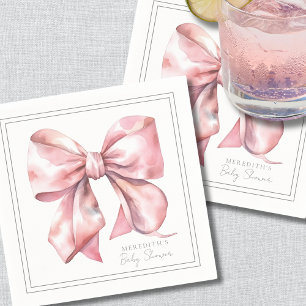 Personalized Pink Bow Baby Shower Napkin