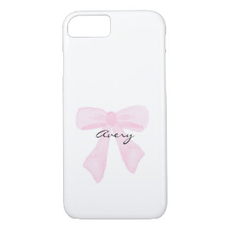 personalized pink bow iPhone 8/7 case