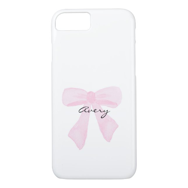 personalized pink bow iPhone 8/7 case (Back)