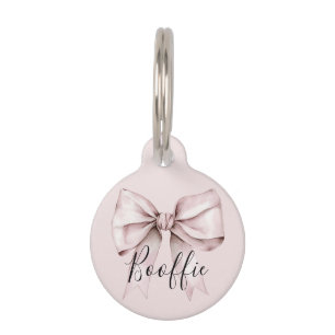 Personalized Pink Bow Monogram Pet Name Pet ID Tag