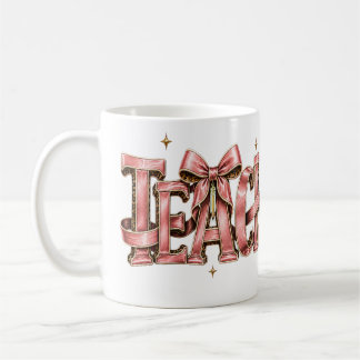 Personalized Pink Bow Name Mug, Coquette Custom Na Coffee Mug