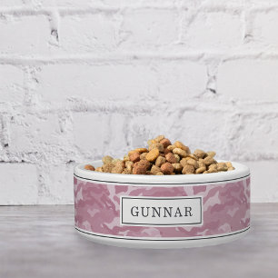 Personalized Pink Camo Pattern Pet Bowl