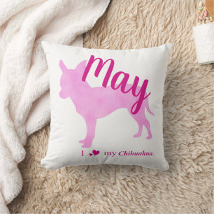 Personalized Pink Chihuahua Throw Pillow チワワ
