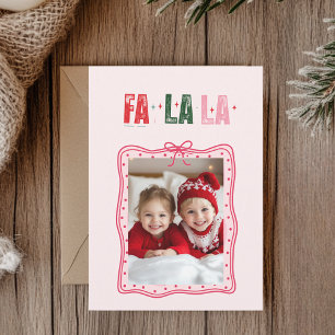 Personalized Pink Christmas Photo Card   Fa La La 