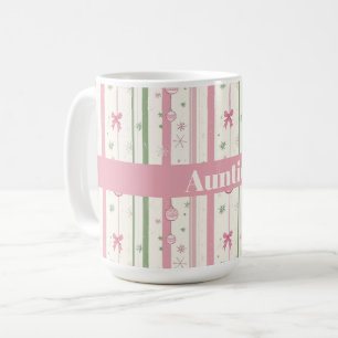Personalized Pink Coquette Auntie Holiday Coffee Mug