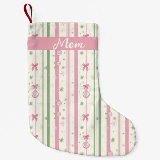 Personalized Pink Coquette Mom Small Christmas Stocking