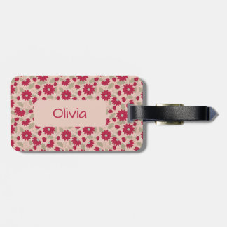 Personalized pink daisies luggage tag