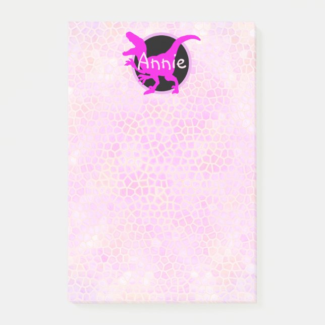 Personalized Pink Dinosaur  Post-it Notes (Front)